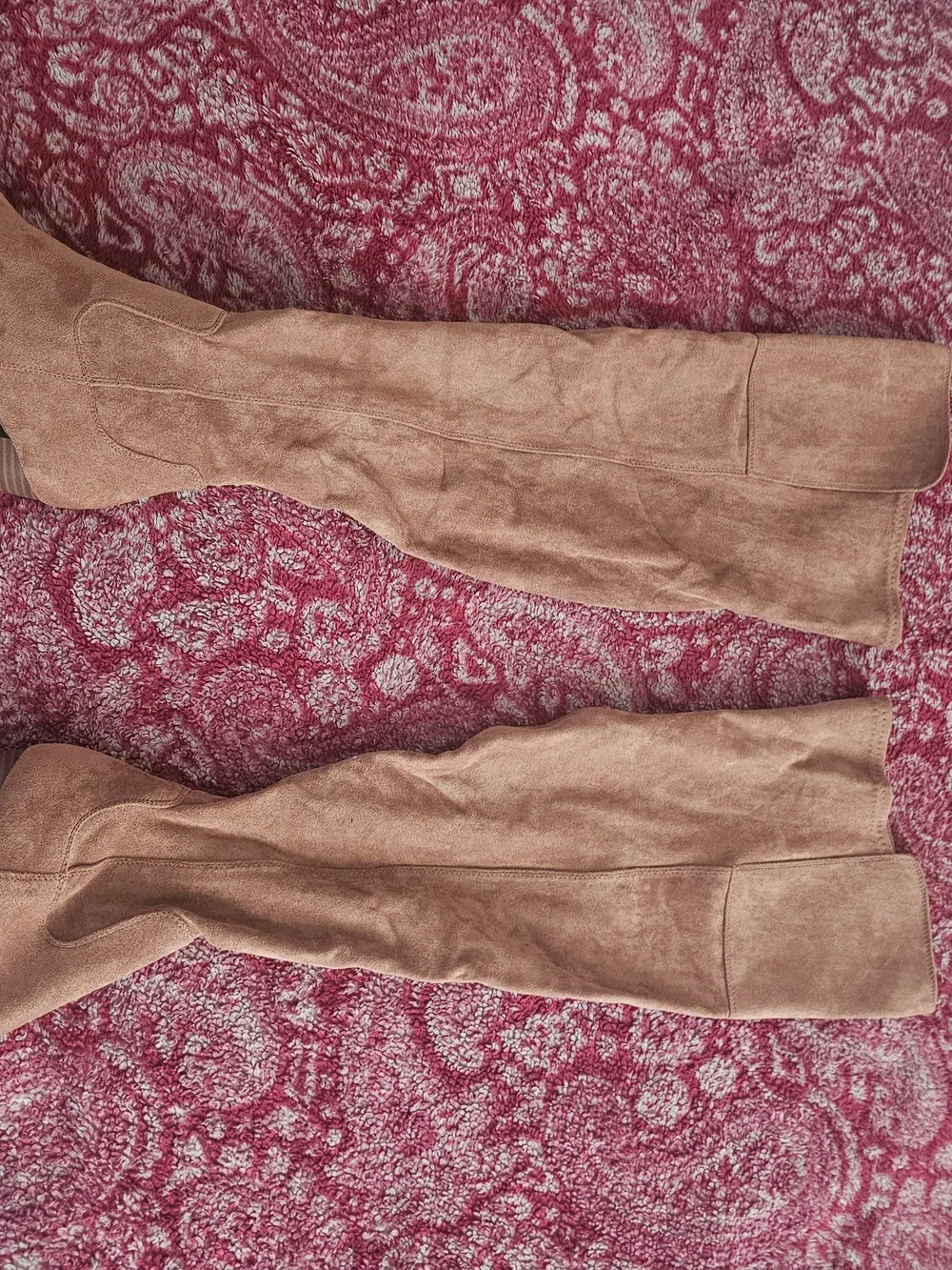 Suede Over-the-Knee Boots in Taupe